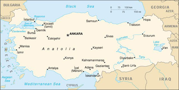 Mapa da Turquia