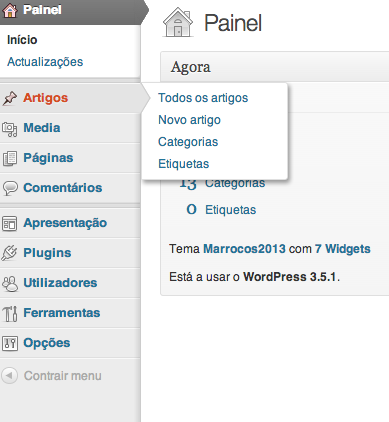 Menu categorias no WordPress