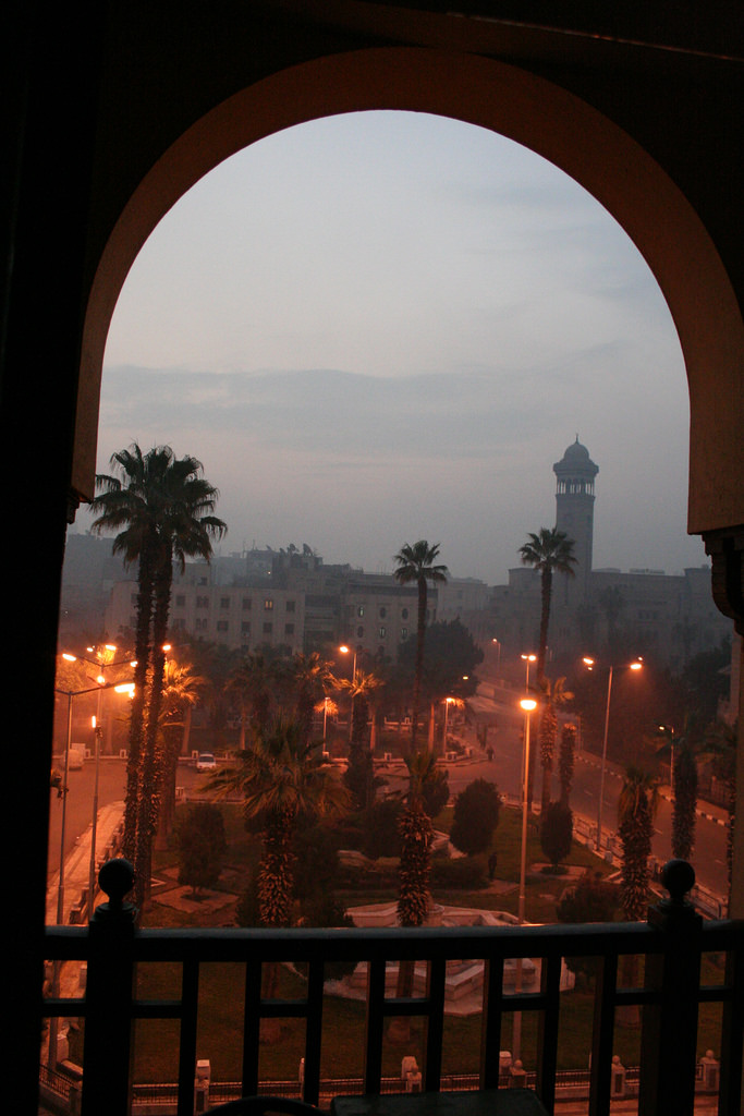Vista da janela no Hotel al Hussein no Cairo, Egito