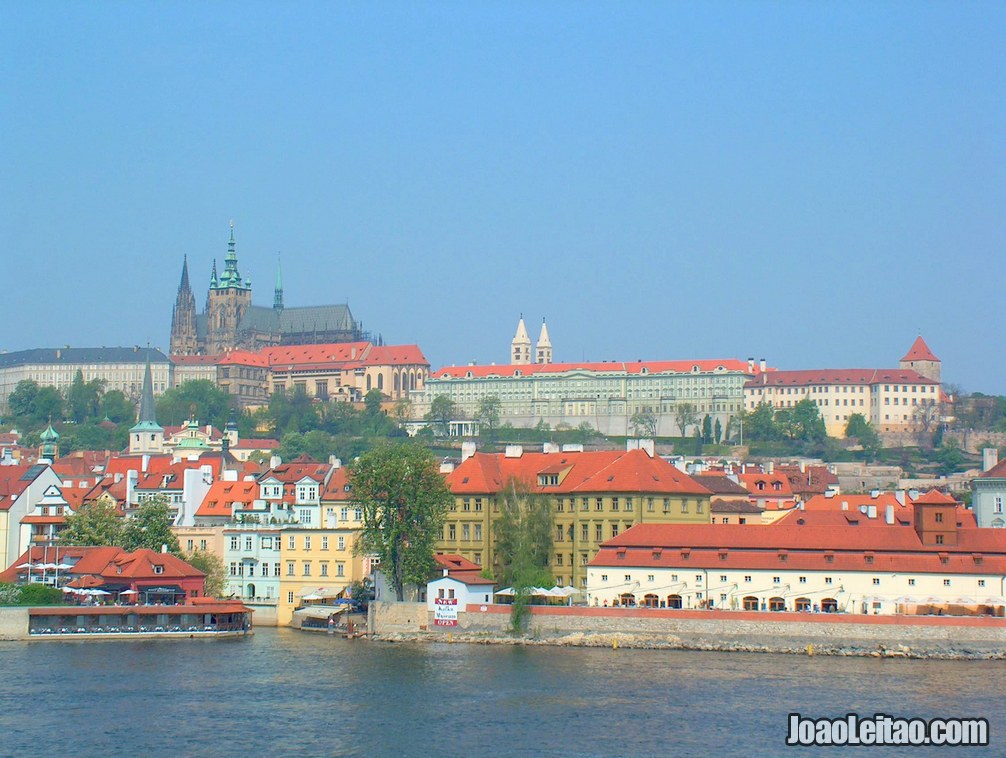 Vista panorâmica do Castelo de Praga desde o outro lado do rio