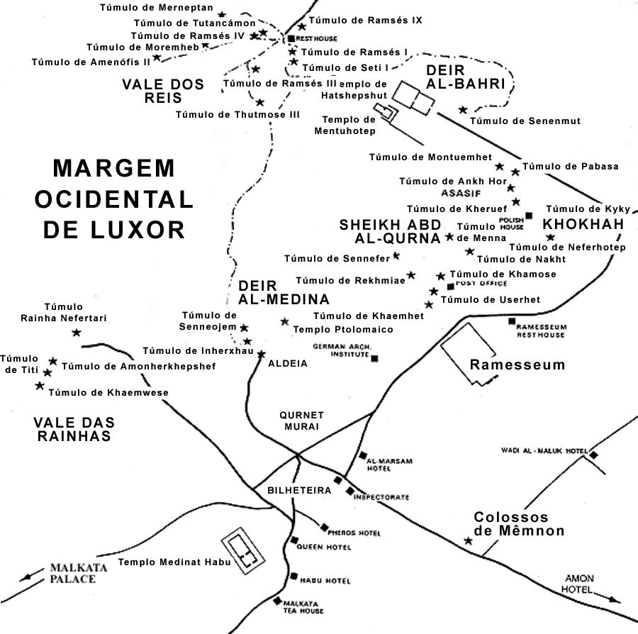 Mapa dos Monumentos de Luxor