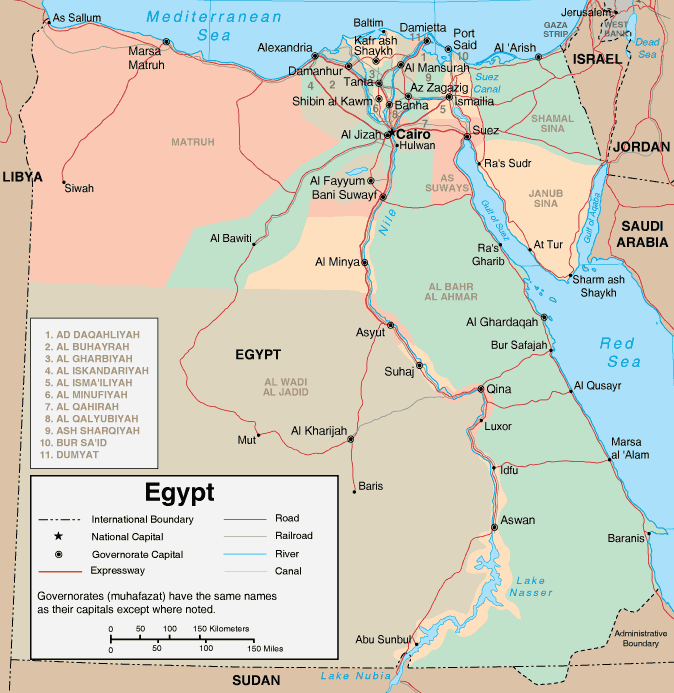 Mapa Geográfico do Egipto
