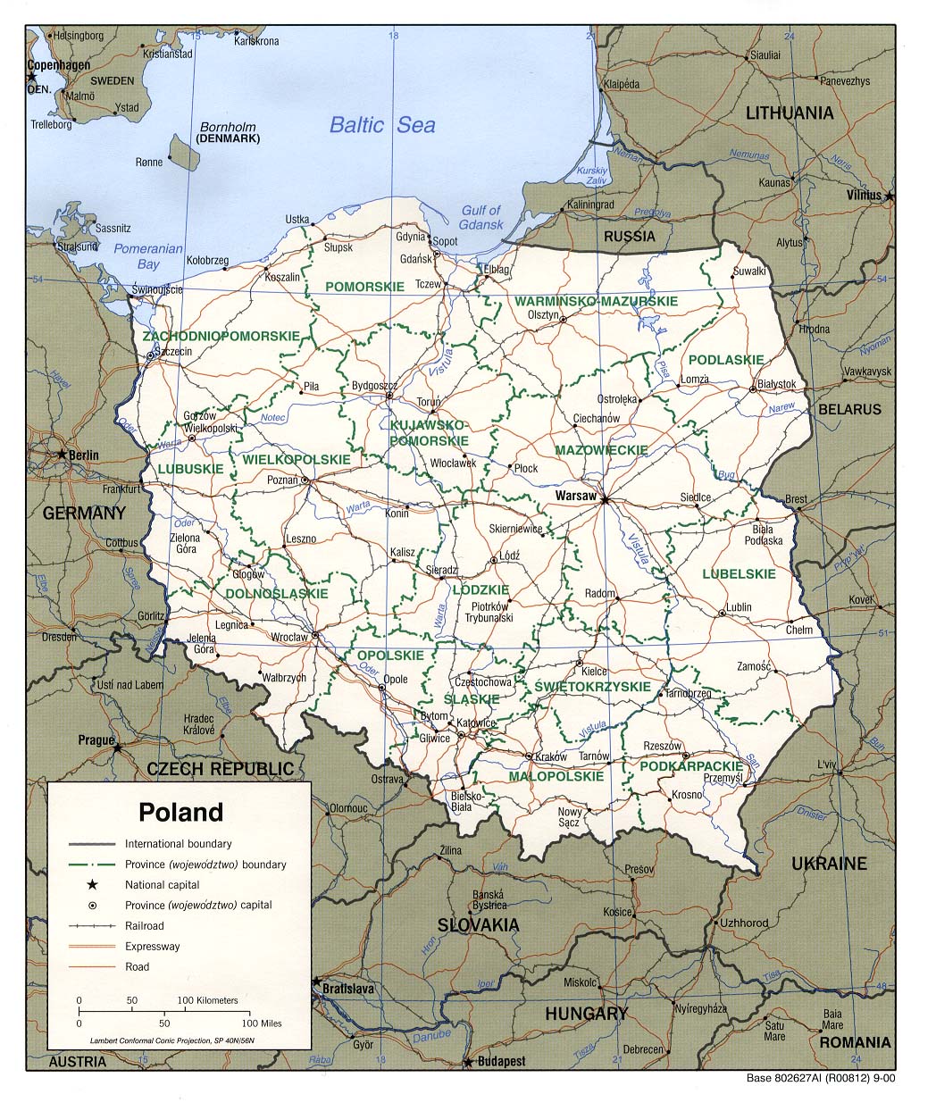 Mapa Político da Polónia