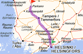 Mapa Helsinquia até Parkano