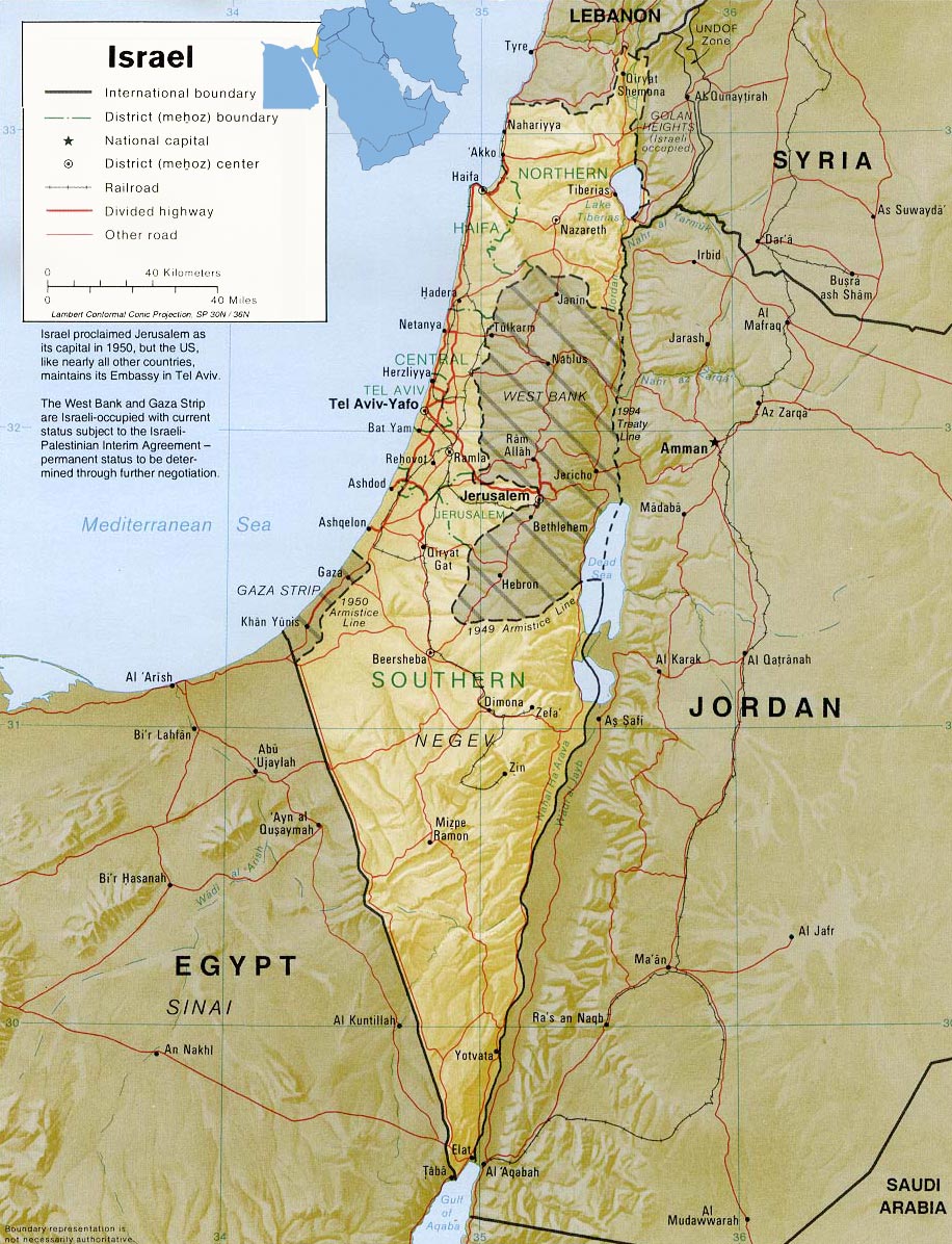 Mapa Israel e Palestina