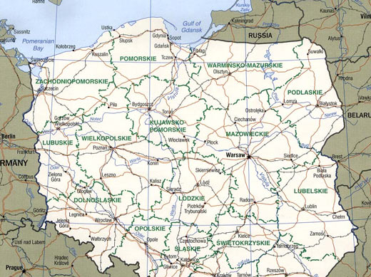 Mapa da Polónia