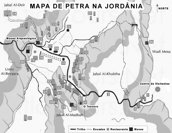 Mapa de Monumentos em Petra