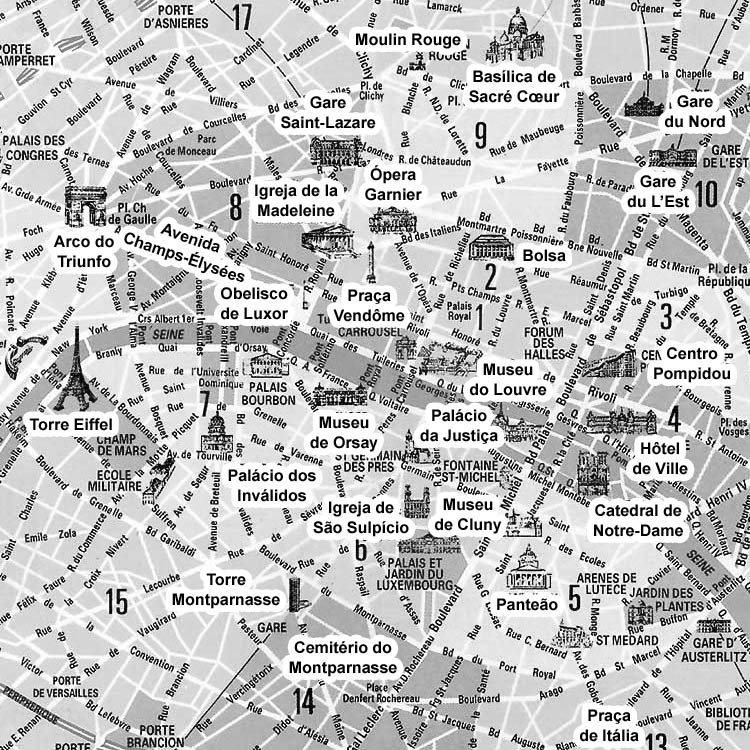 Mapa do Centro de Paris