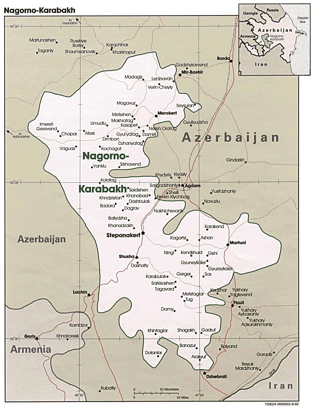 Mapa Grande Nagorno-Karabakh, Azerbaijão 12