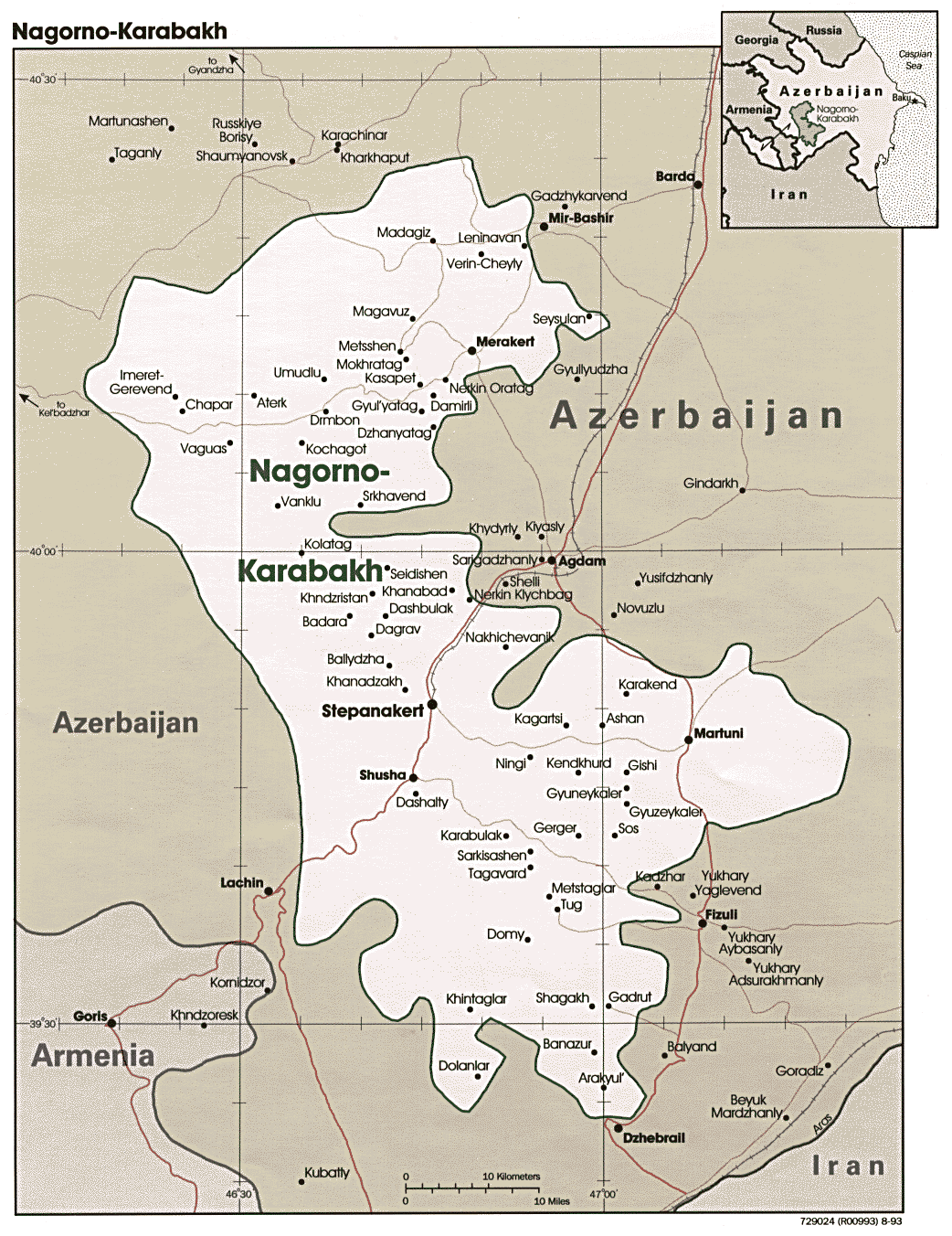 Mapa Grande Nagorno-Karabakh, Azerbaijão 11