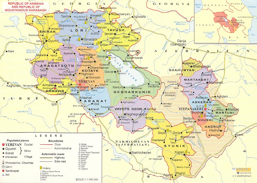 Mapa da Arménia e da Região de Nagorno-Karabakh 7