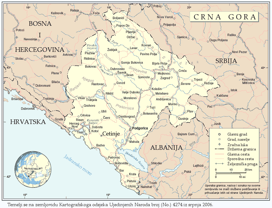 Mapa de Montenegro, Mapa Grande República de Montenegro, Mapas Montenegro