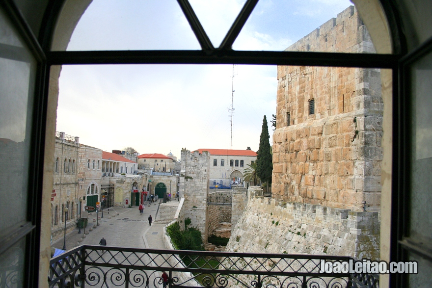 Vista da janela do meu quarto do hotel Hostel Petra em Jerusalém 