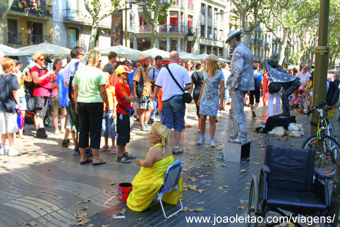 Animação de rua em La Rambla