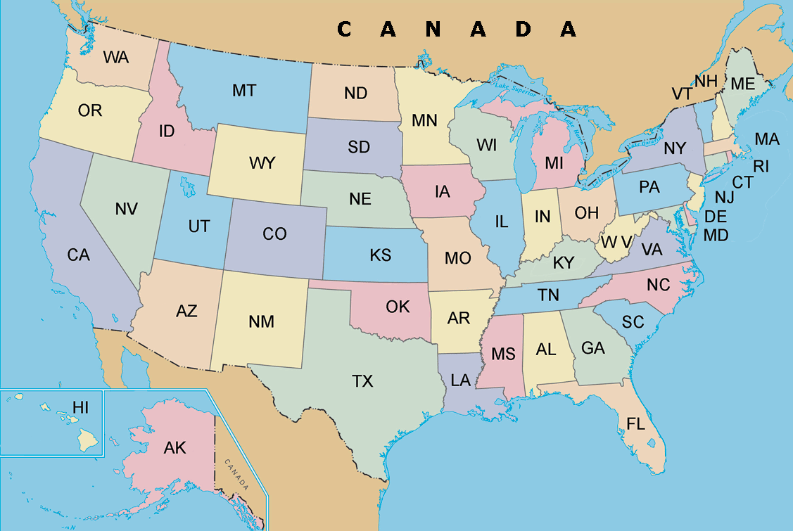 Mapa De Estados Unidos Con Sus Estados