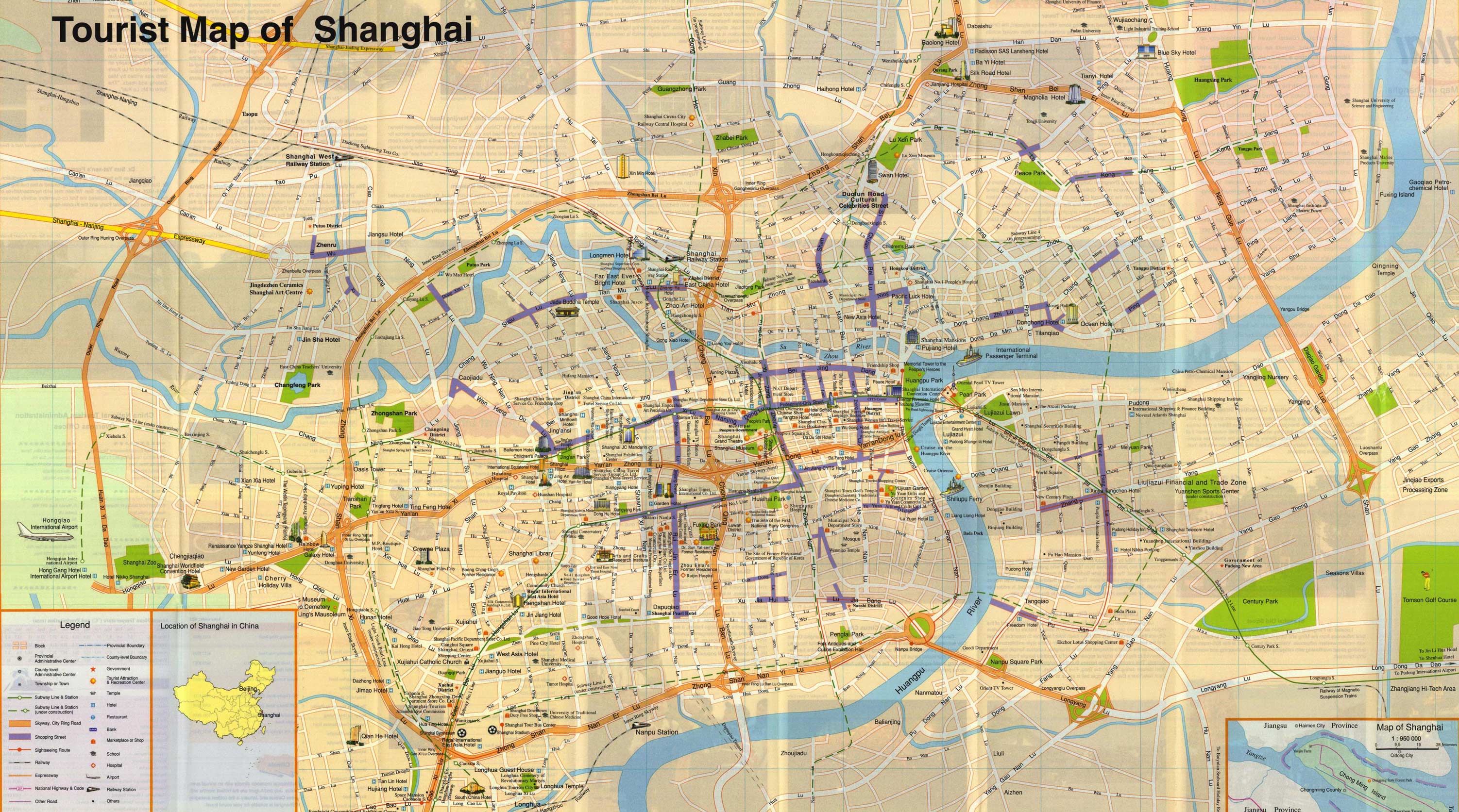 Mapa Monumentos Xangai China