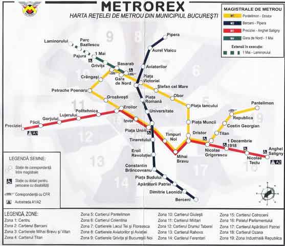 Mapa Metro Bucareste, Roménia