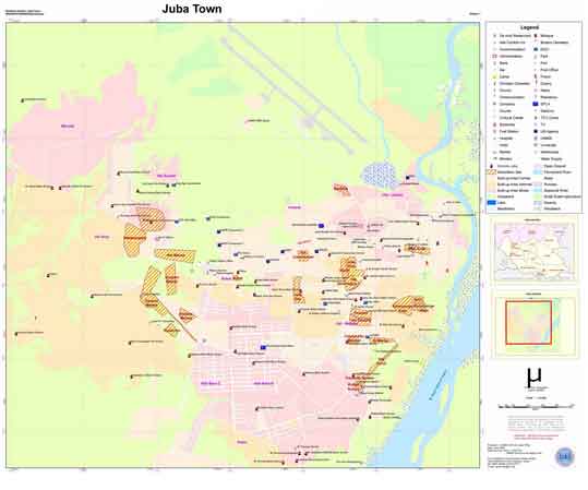 Mapa de Juba, Sudão do Sul