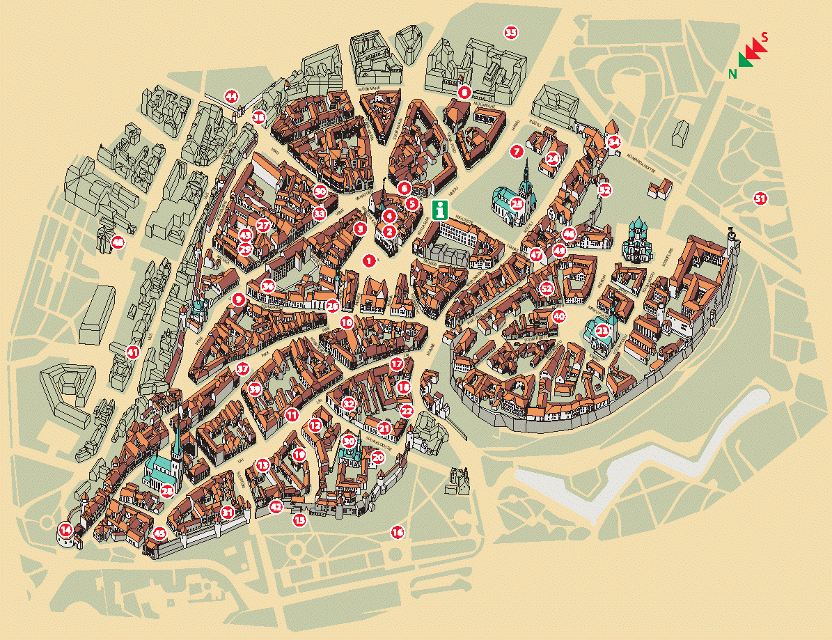 Mapa do Centro Histórico de Tallinn, Estónia 17