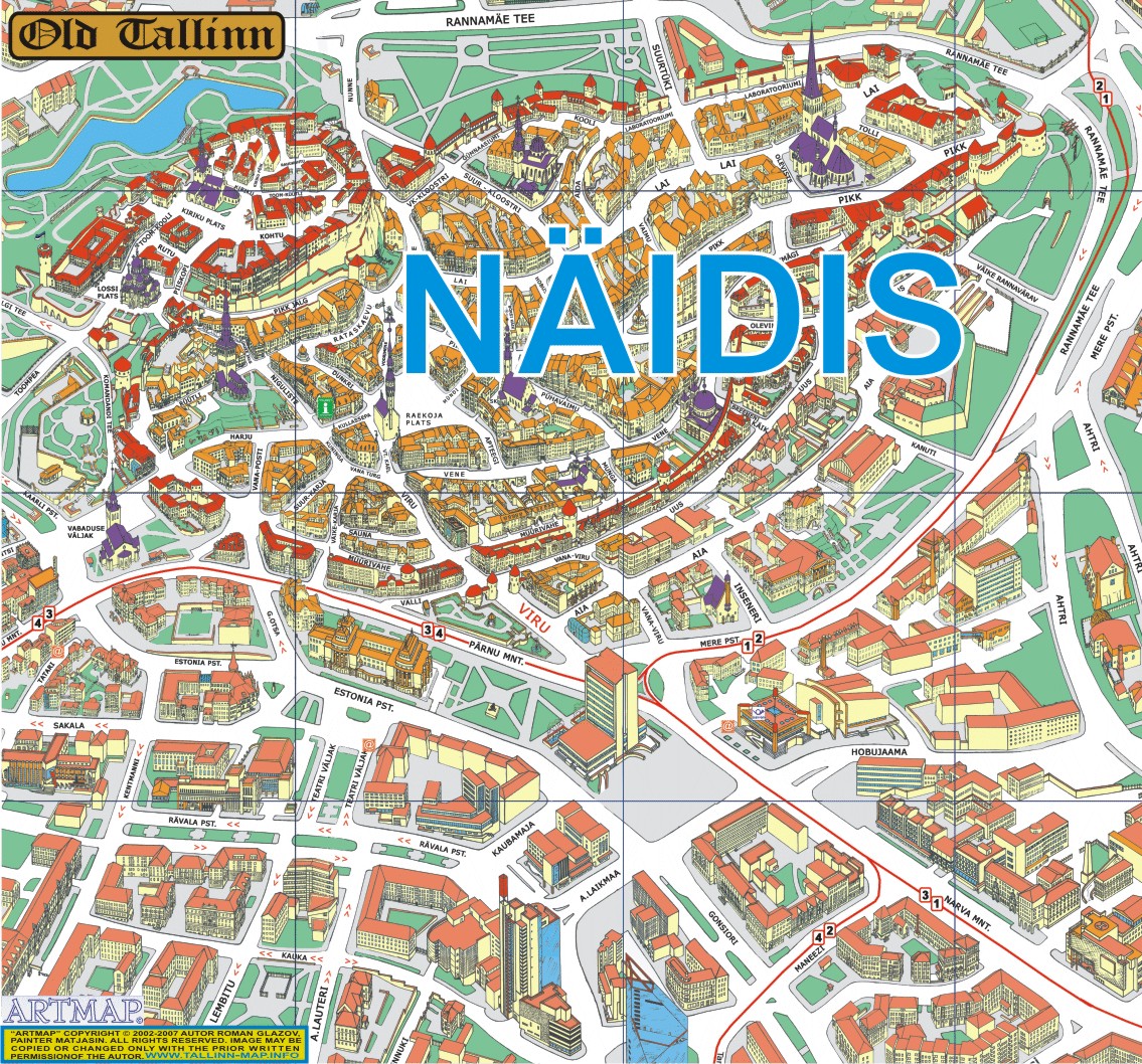 Mapa do Centro de Tallinn, Estónia 2