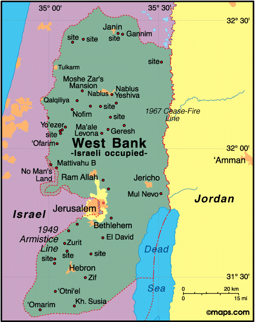 Mapas da Cisjordânia, Palestina 1
