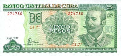 Moeda de Cuba, dinheiro de Pesos cubanos