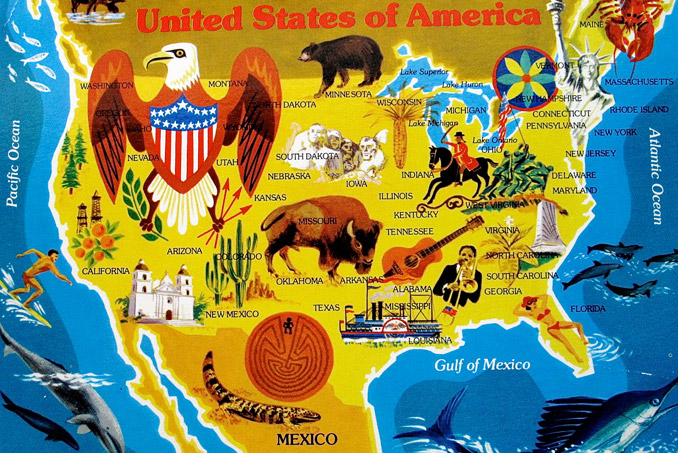 Mapa dos Estados dos Estados Unidos da América, EUA Mapas, States USA Mapas