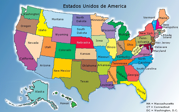 Mapa dos Estados dos Estados Unidos da América, EUA Mapas, States USA Mapas