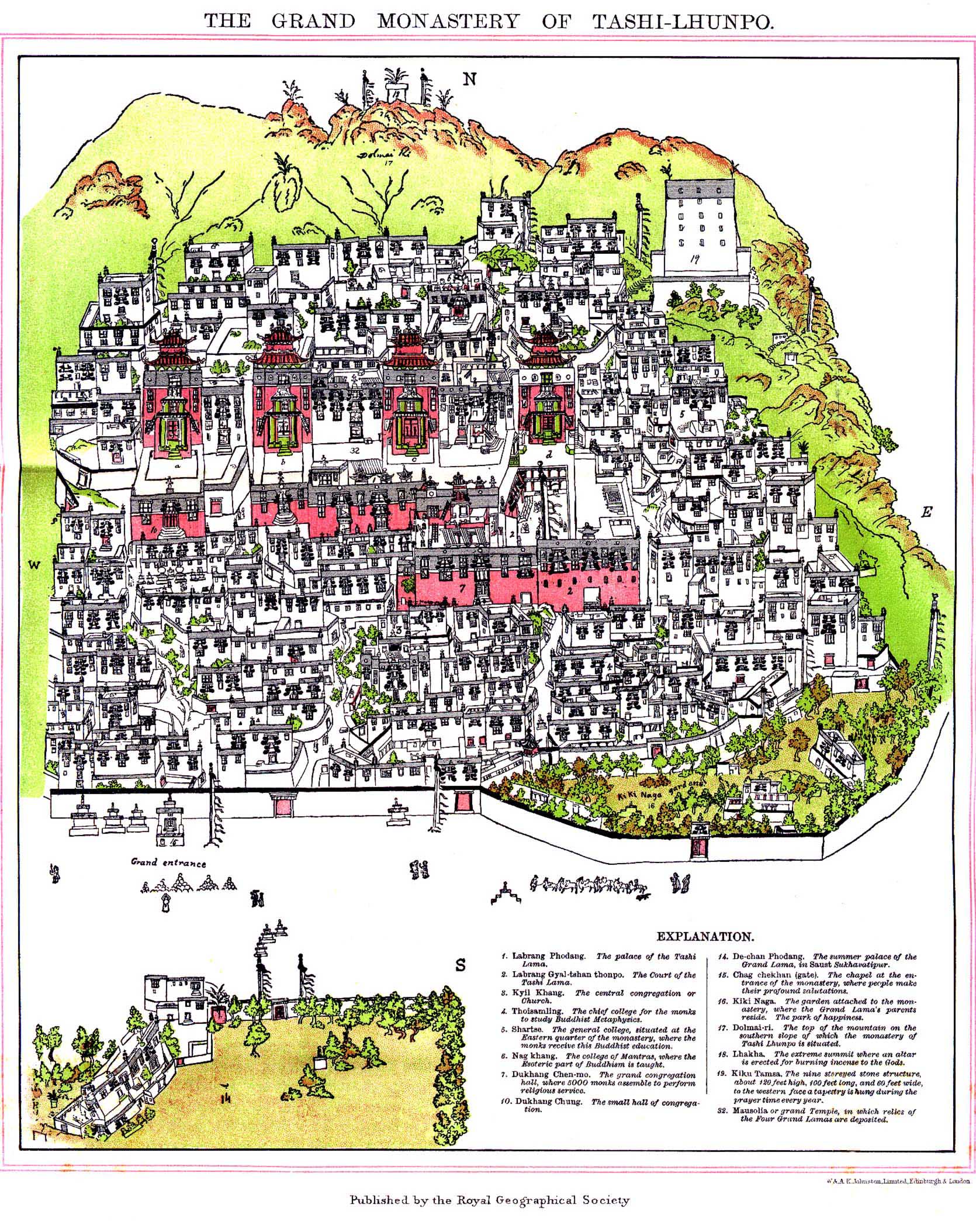 Mapa Mosteiro Tashilhunpo Shigatse Tibete