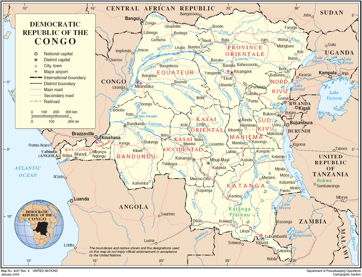 Mapa da Republica Democratica do Congo