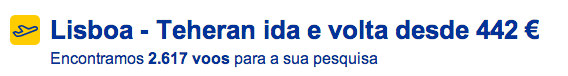 Bilhete aviao Lisboa Teerao no Irao