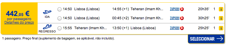 Bilhete aviao Lisboa Teerao no Irao