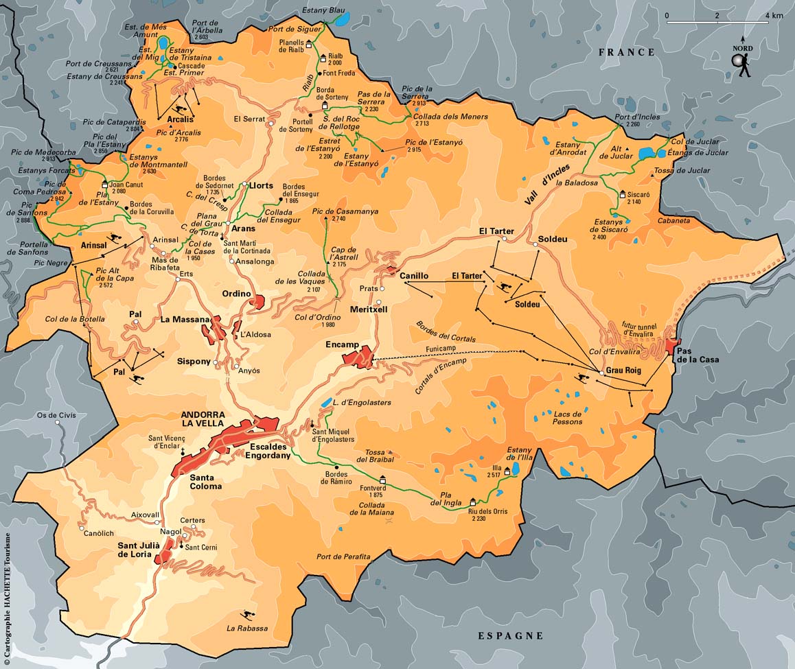 Mapa das Estâncias de ski Andorra 2