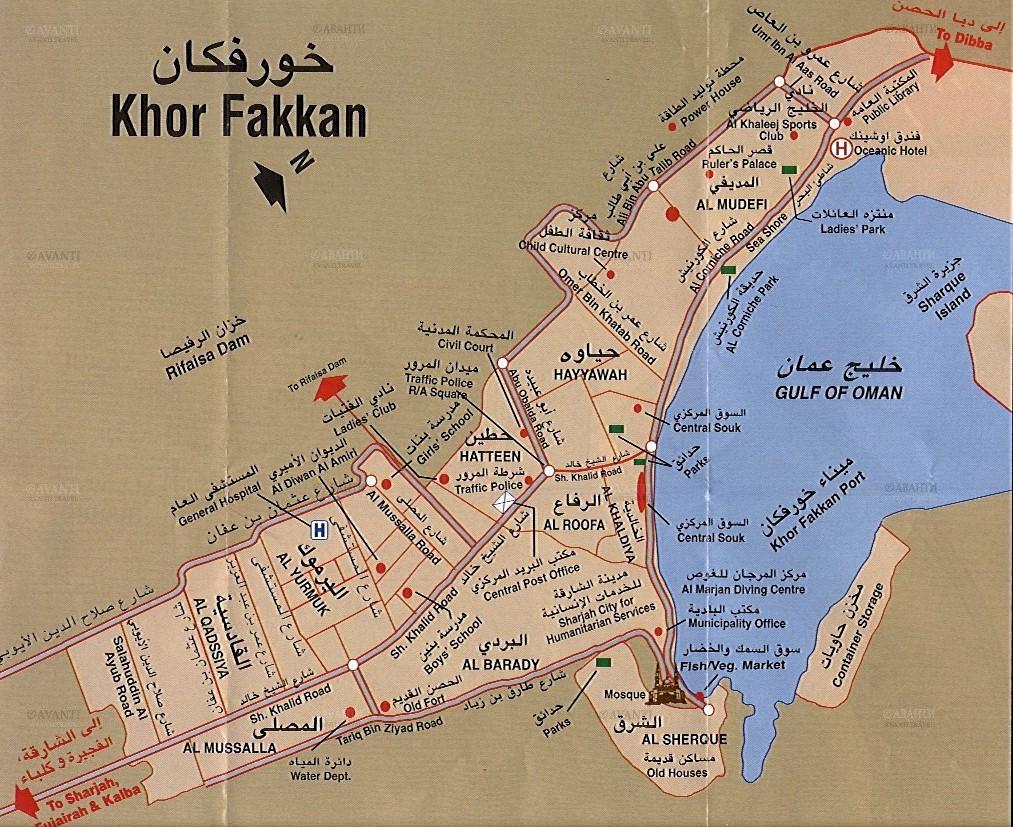 Mapa de Khor Fakkan, Sharjah, Emirados Árabes Unidos 2