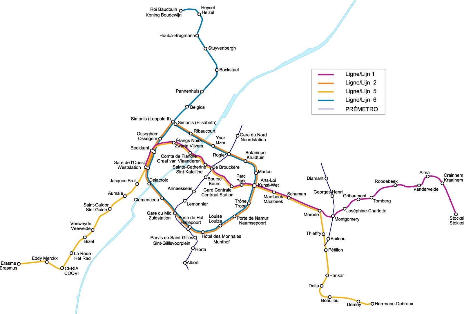 Mapa Metro Bruxelas, Bélgica 1