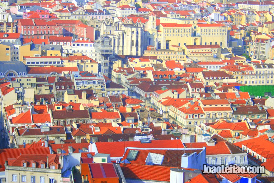 Foto da vista panorâmica da Baixa Pombalina vista do Castelo de São Jorge