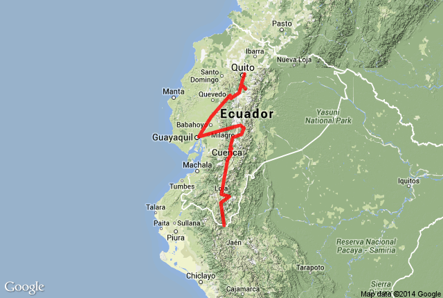 Mapa de dirigir no Equador