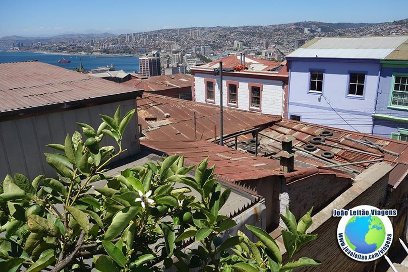 Vista do terraço do Hostal Acuarela, Valparaíso Chile