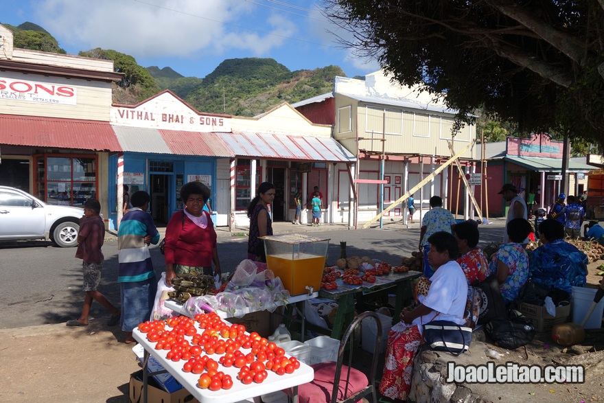 Mercado de rua em Levuka na Ilha Ovalau nas Fiji