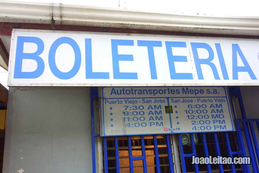 Horários do Autocarro Puerto Viejo até San José Costa Rica