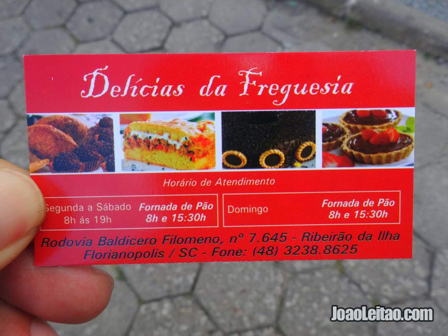 Cartão de visita da Pastelaria Delícias da Freguesia