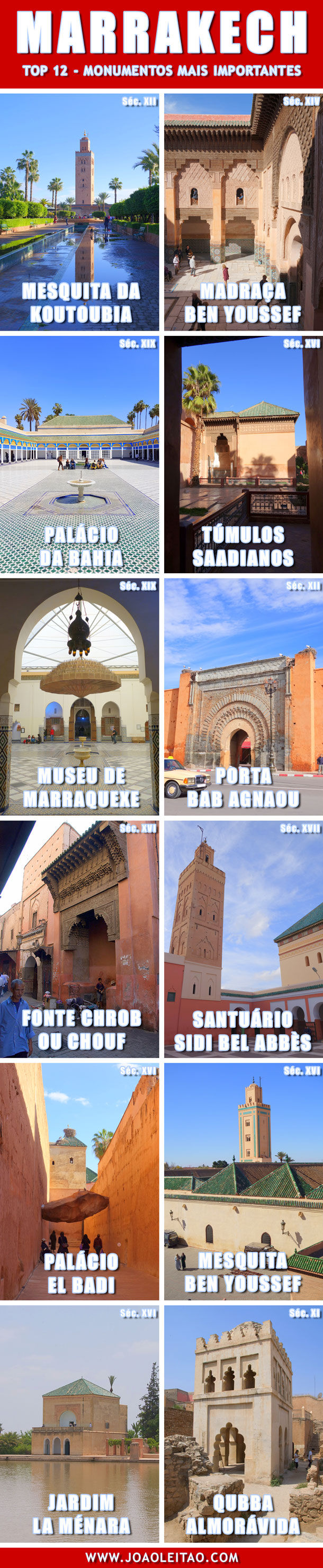 Marrakech - Top 12 Monumentos mais importantes