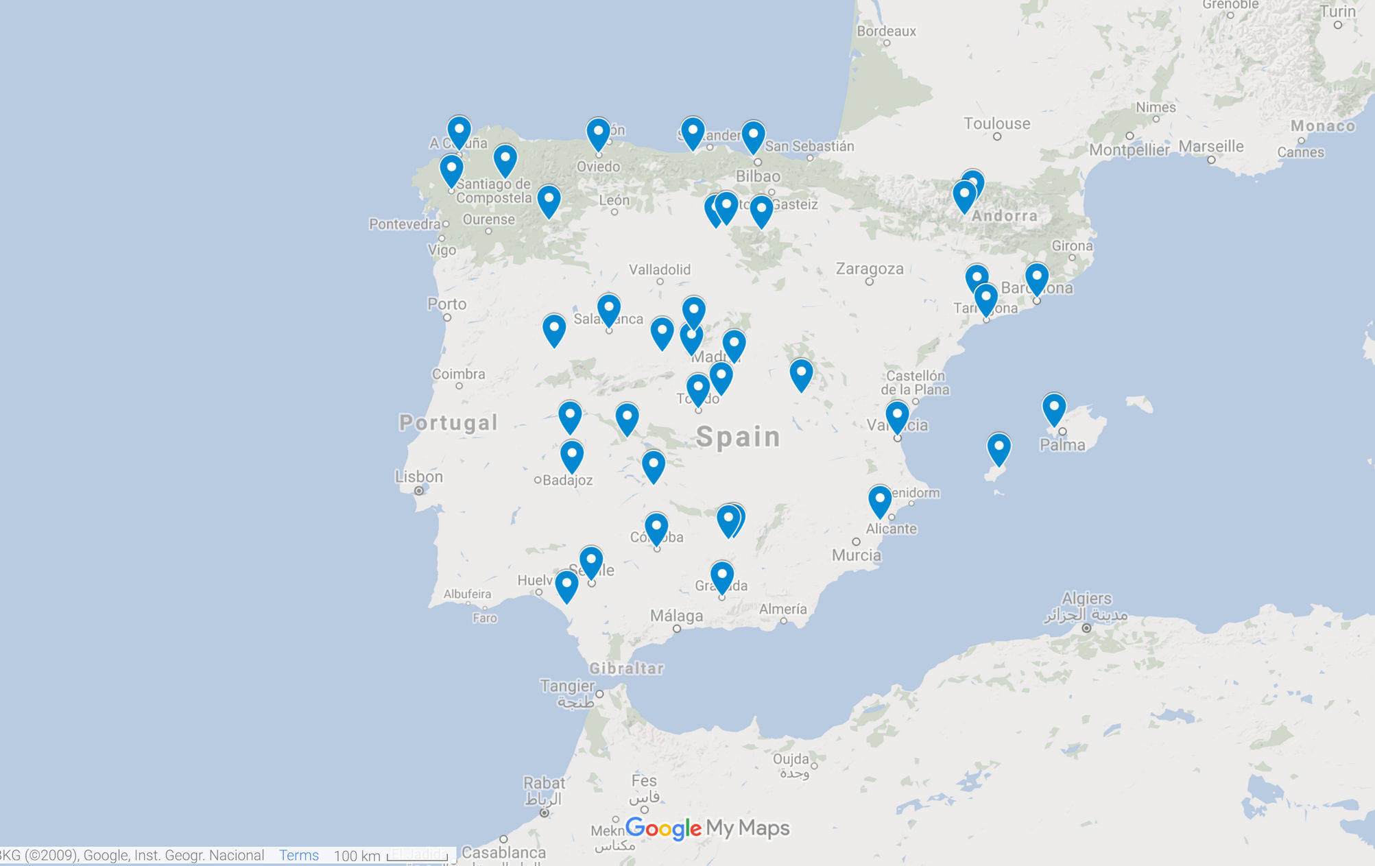 MAPA UNESCO ESPANHA