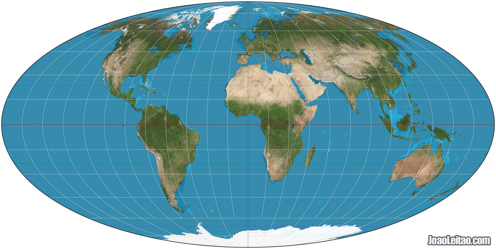 MAPA MUNDI COM PROJECÇÃO DE MOLLWEIDE