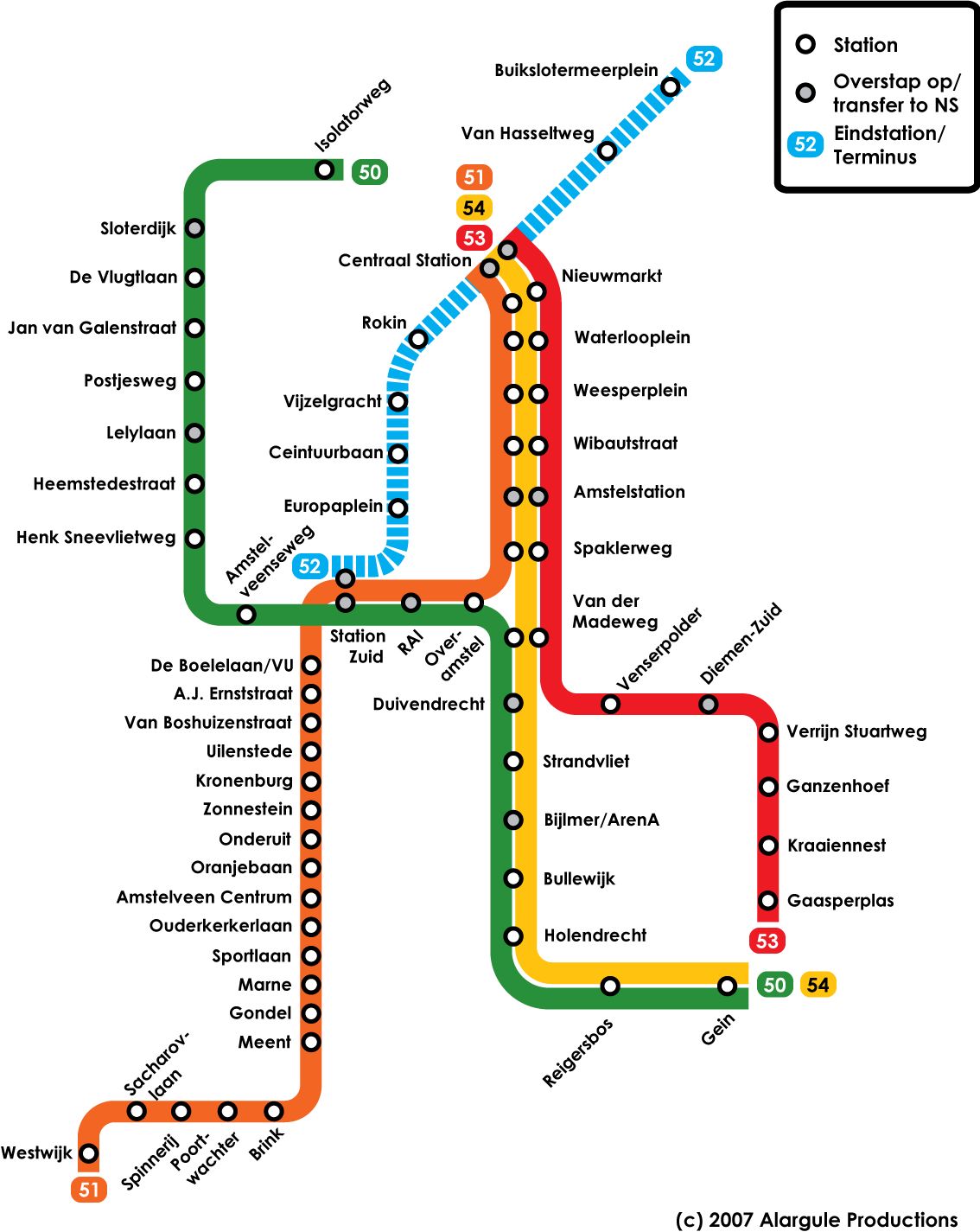 Mapa do Metro de Amesterdão