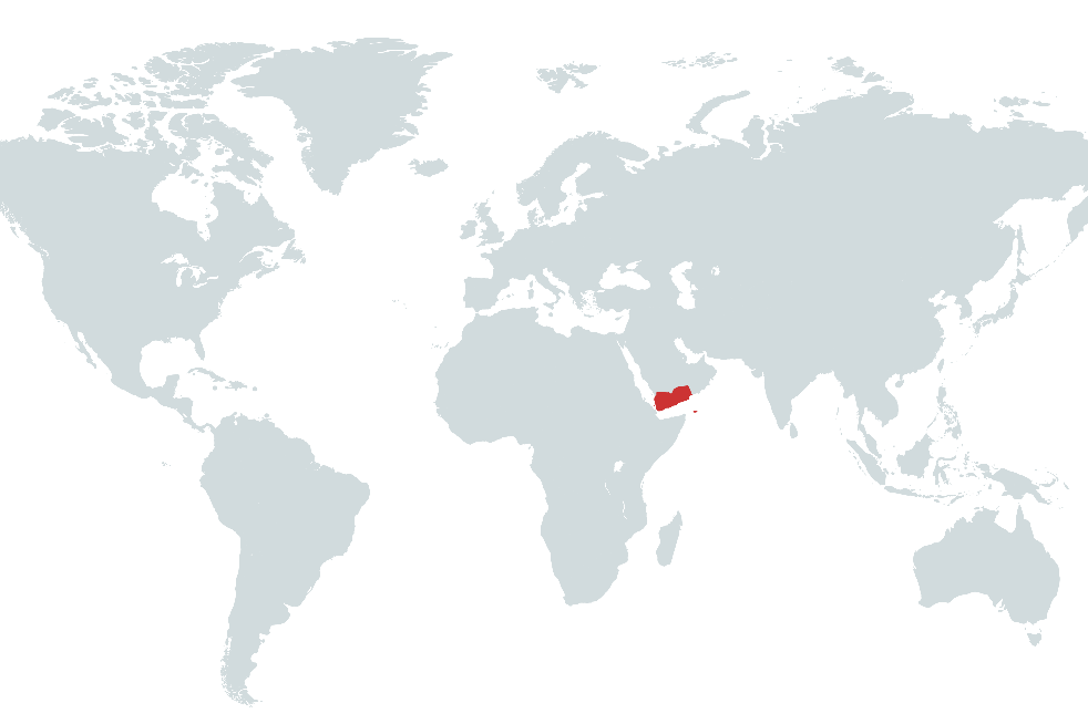 Mapa do Iémen no Mundo