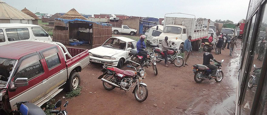 Border Uganda and South Sudan from bus window