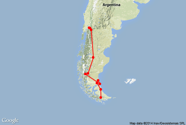 Map of route in Argentina