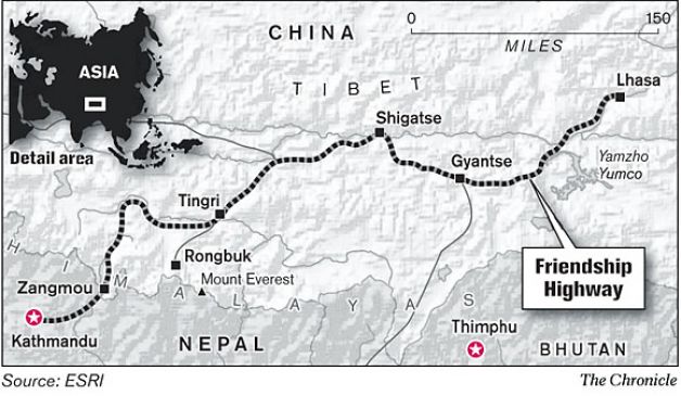 Map of Friendship Highway