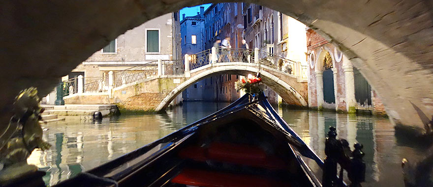 Romantic gondola ride in Venice